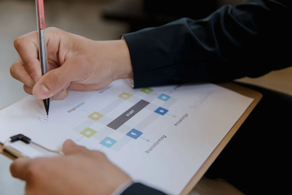 Close-up of a marketing strategy document on a desk, ideal for business content.